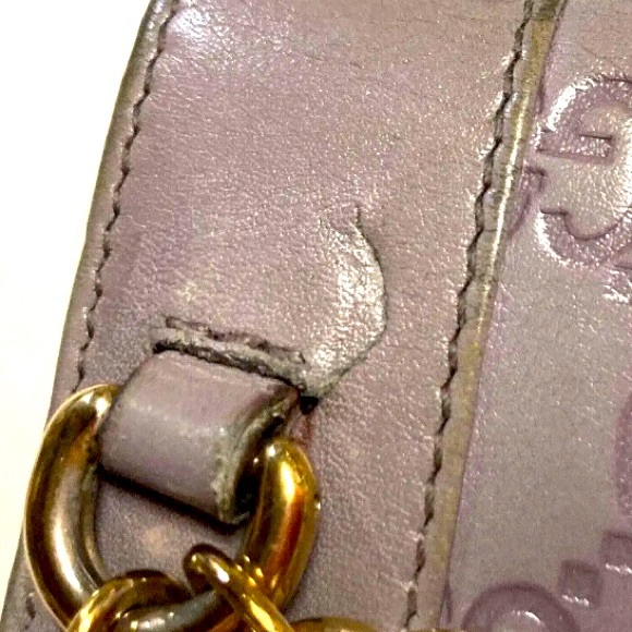 GUCCI VINTAGE HORSE BIT HEART CHARM GUCCISSIMA LEATHER LONG WALLET GRAY/LAVENDER - Picture 14 of 14